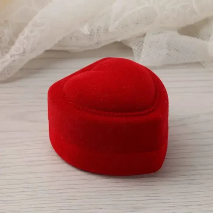 Flocage rouge coeur forme bagues boîtes bijoux boucles d'oreilles vitrines support boîte-cadeau bague de mariage boîte comptoir emballage anneaux