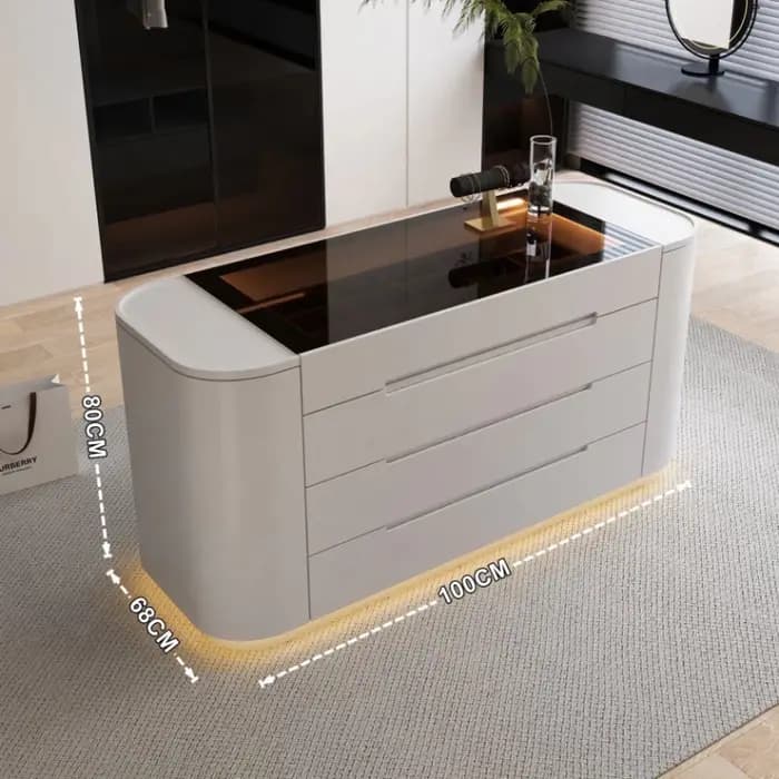 Armoire de rangement nordique avec poignées dissimulées