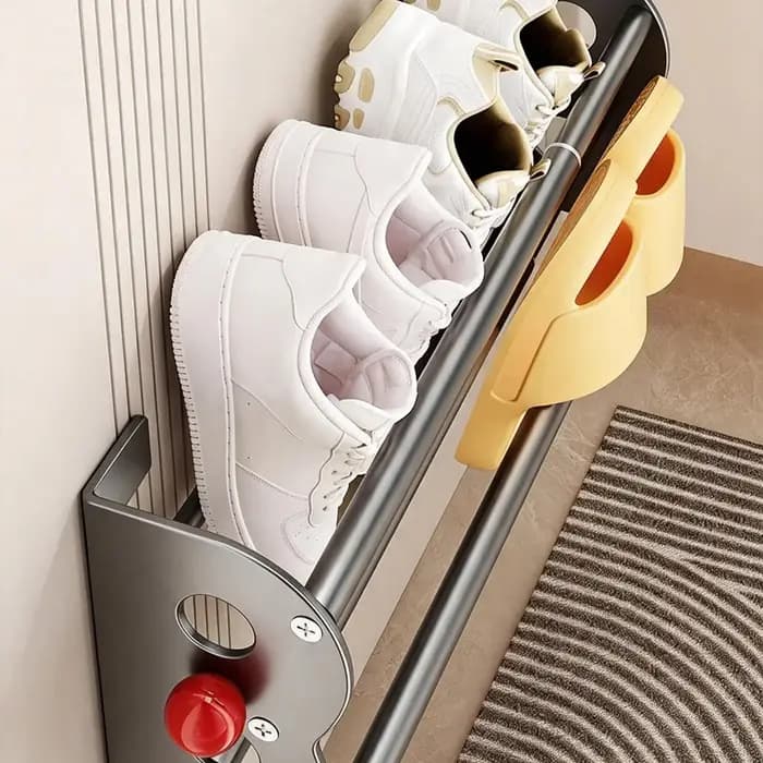 Porte-chaussures magnétique extensible à double couche, organisateur de chaussons mural pour propriétaires de logements, locataires, résidents et collectionneurs