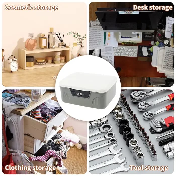 Boîte de rangement portable en plastique verrouillable avec serrure à code numérique