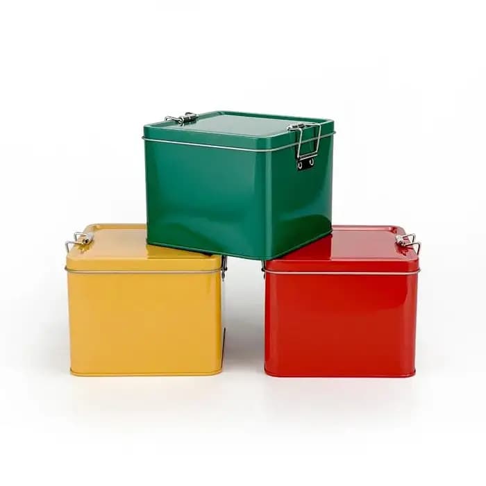 Kit carré boîtes à biscuits en fer blanc avec couvercle anti-poussière maison chen bureau StoraGe étain durabLe boucle boîte en fer de haute qualité