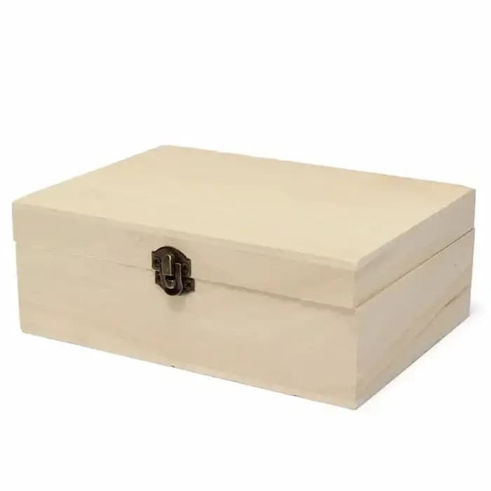 Boîte de rangement en bois naturel avec couvercle