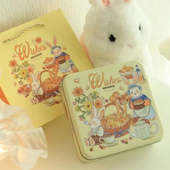 Boîte en fer de lapin de dessin animé multicolore 17*17*6cm