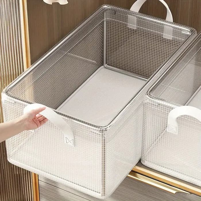 1 boîte de rangement transparente en PVC avec cadre en acier solide