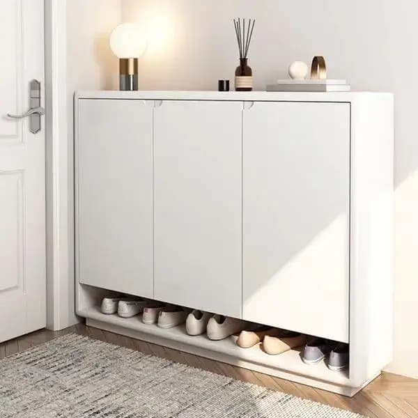 Meuble à chaussures, étagère à chaussures basculante en panneau composite, rangement moderne peu encombrant pour hall d'entrée, étagère à chaussures fine pour couloir