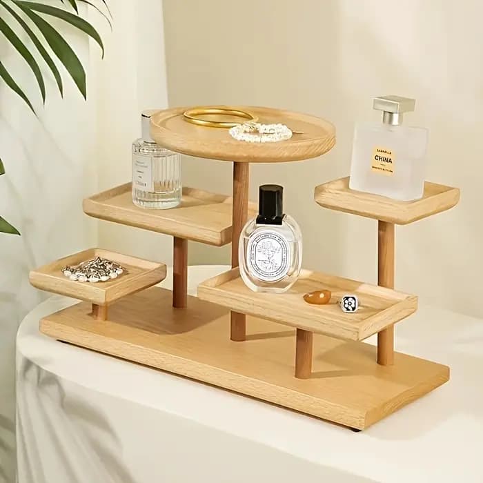Présentoir en bois avec support de rangement - Boîte