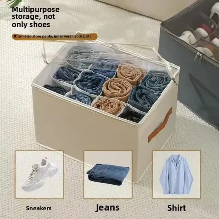 Organisateur de chaussures pliable en tissu Oxford avec couvercle