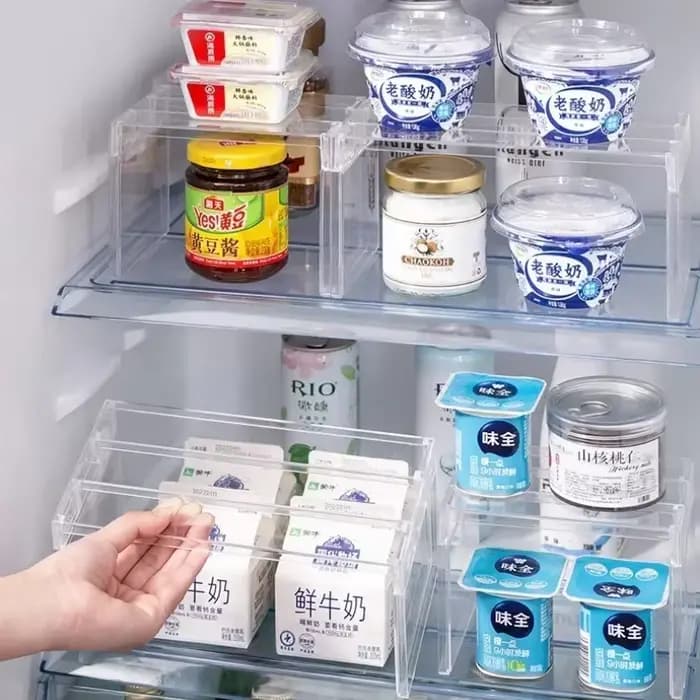 Étagère de rangement transparente pour réfrigérateur