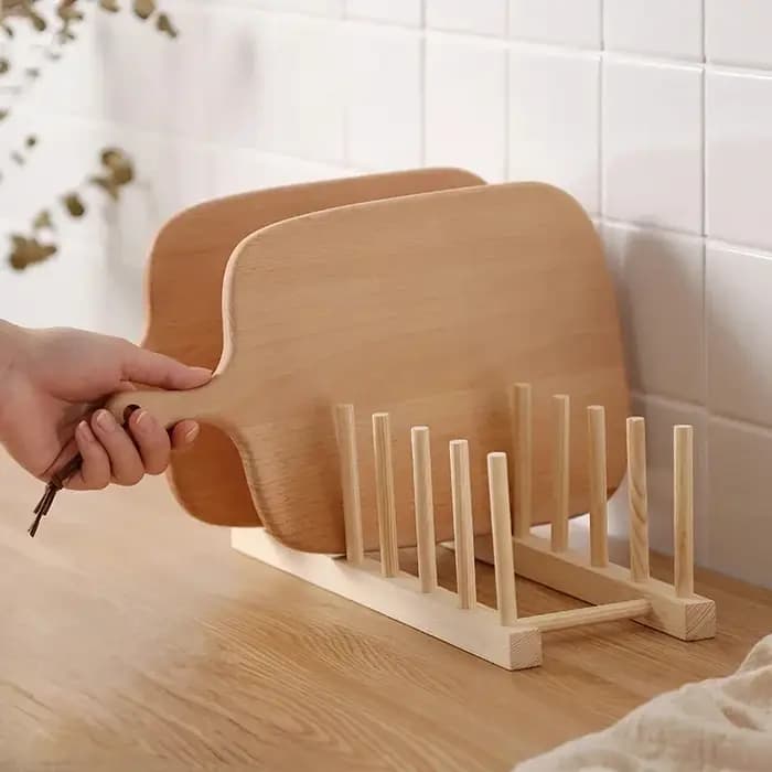 Égouttoir de rangement DIY en bambou pour assiettes