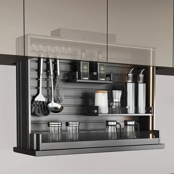 Armoire de cuisine électrique à tirage vertical commandée par la voix