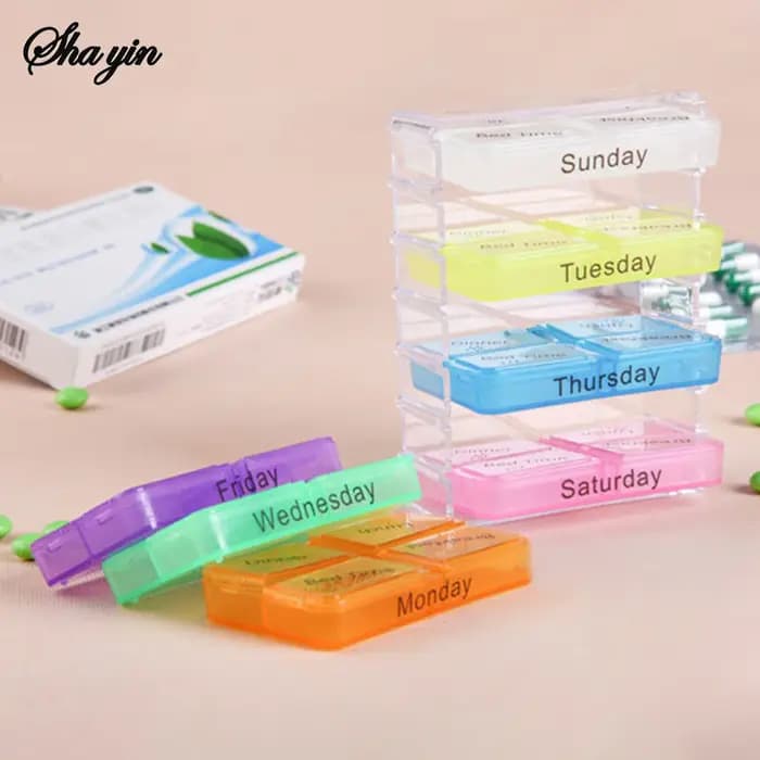 Boîte à médicaments en plastique à 28 compartiments, style tiroir, organisateur pour le rangement des médicaments à domicile, étagère organisatrice de médicaments