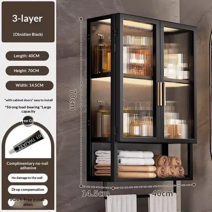 Étagères de salle de bain sans perçage, armoire de rangement murale pour salle de bain, étagère suspendue auto-adhésive, gain de place, douche antirouille