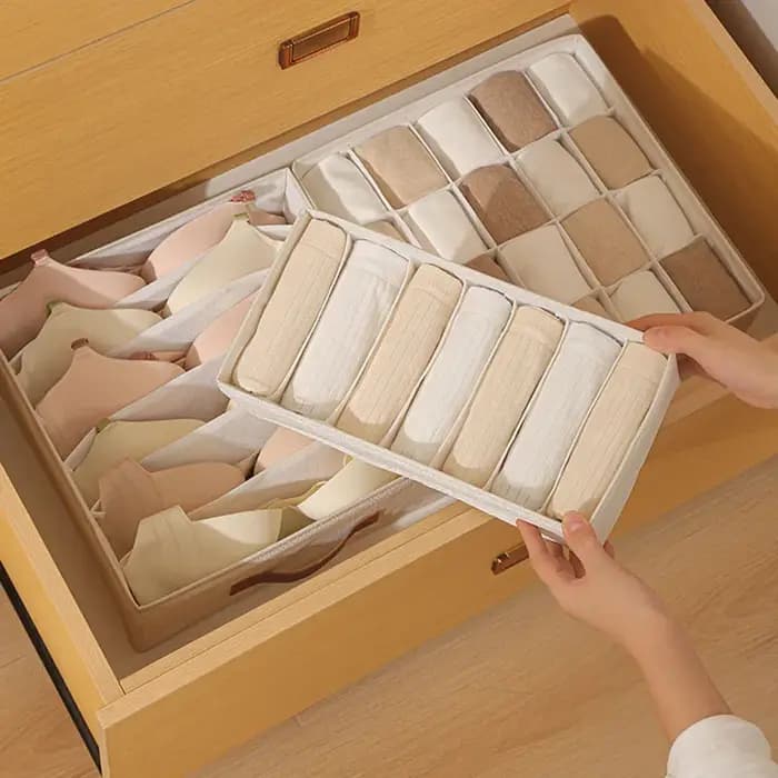 Organisateur de rangement pliable en coton pour lingerie