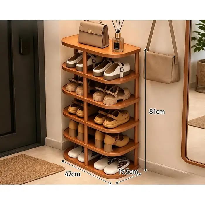Meuble à chaussures d'entrée multi-niveaux, étroit et compact, idéal pour la location, rangement sim