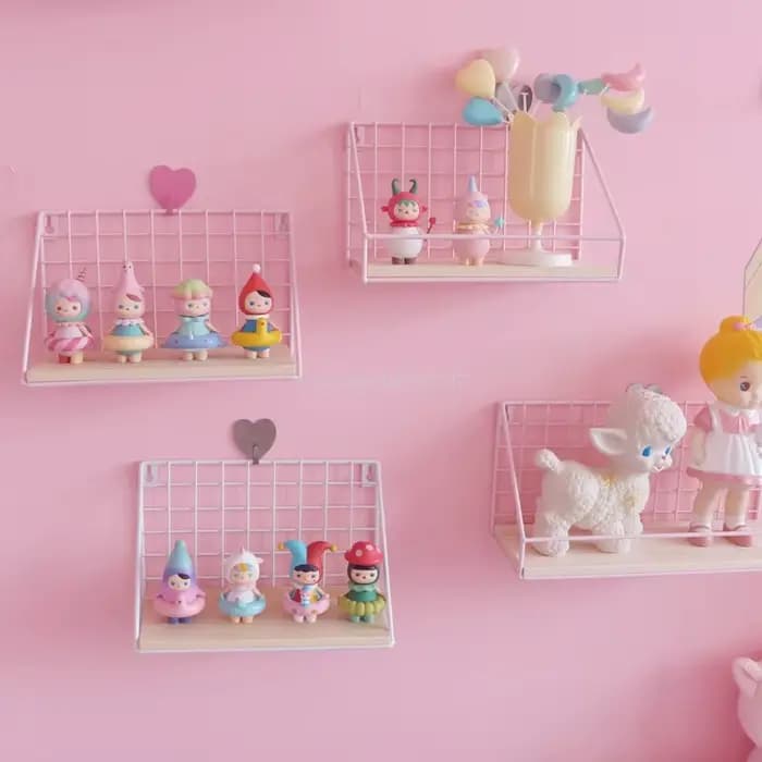 Étagères murales roses sans perforation pour chambre à coucher