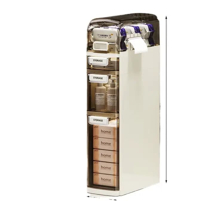 Armoire de rangement de salle de bain mince-armoire latérale compacte avec organisateur de toilette de type tiroir
