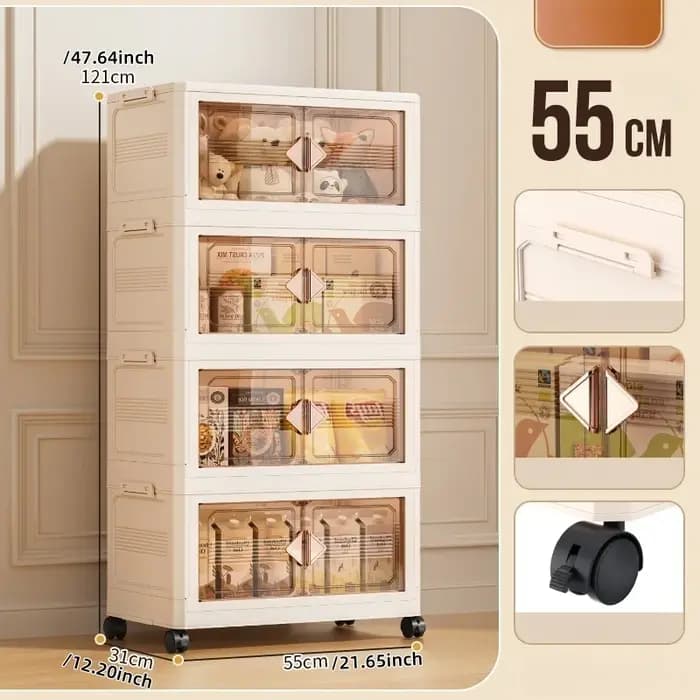 Boîte de rangement pliable en plastique de 55cm de largeur