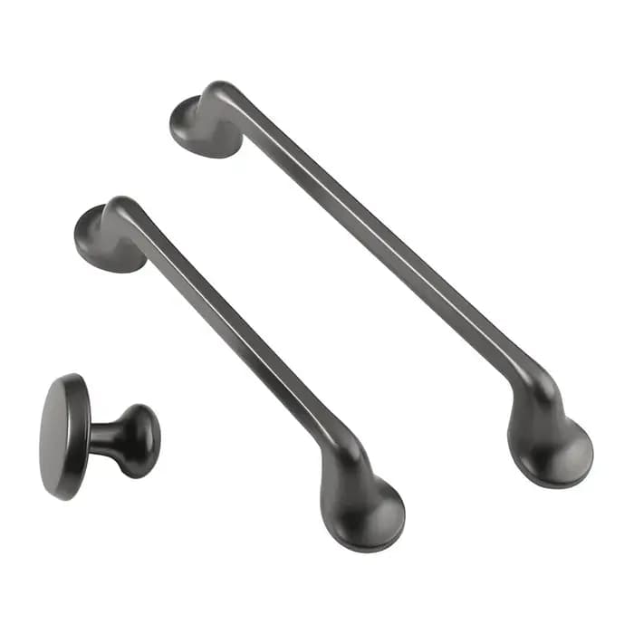 Poignées de meuble de luxe en métal gris anthracite, modernes et minimalistes, pour tiroirs et portes de placard, quincaillerie de mobilier 96/128/192mm