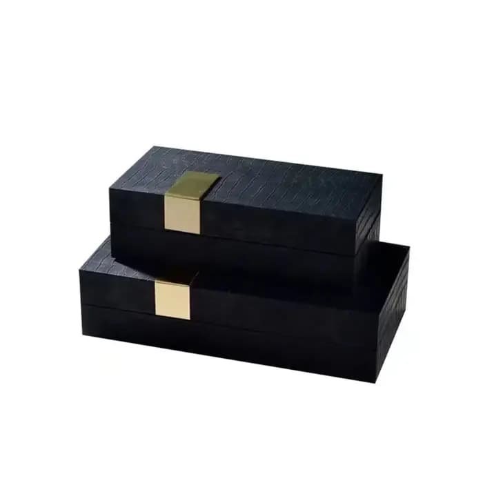Boîte à Bijoux Décorative en Cuir, Pots Cosmétiques Rectangulaires, Commode, Table, Bureau, Décorati