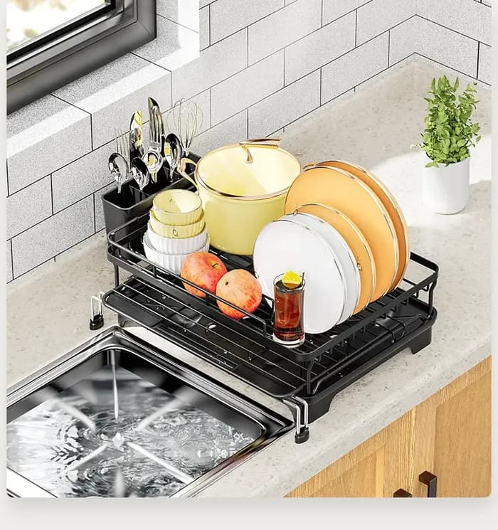 Étendoir à vaisselle, étendoir à vaisselle avec égouttoir, étendoir à vaisselle extensible de cuisin