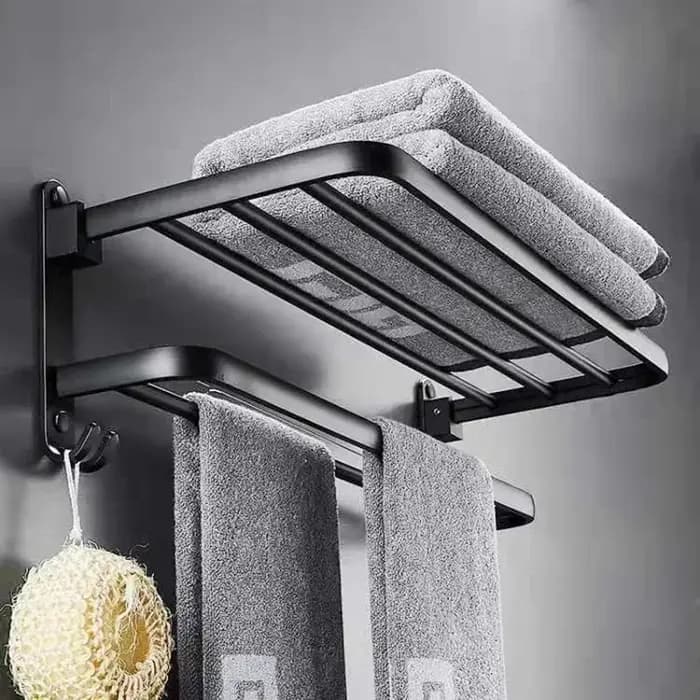 Porte-serviettes mural pliable sans perçage avec crochet