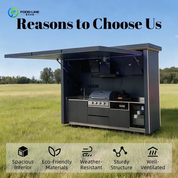 Ensemble d'armoires de cuisine extérieures simples, élégantes et personnalisées, unité étanche pour cuisine barbecue extérieure