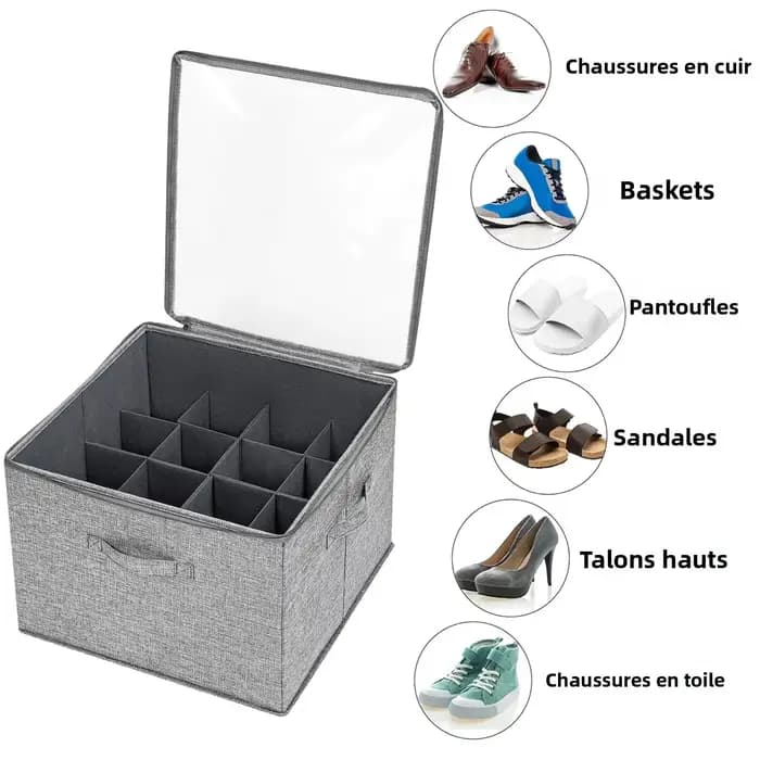Boîte de rangement de chaussures pliable – Organisateur anti-poussière