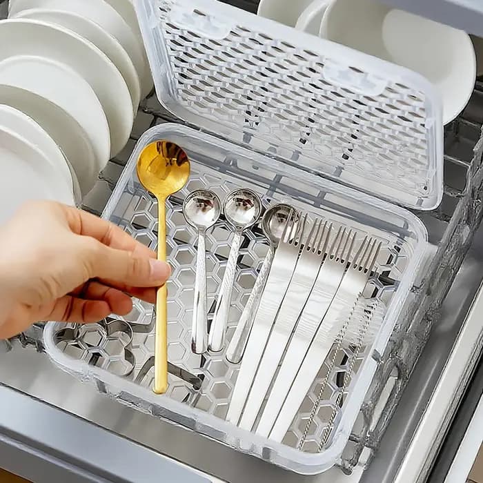 Boîte de rangement de couverts lavable au lave-vaisselle