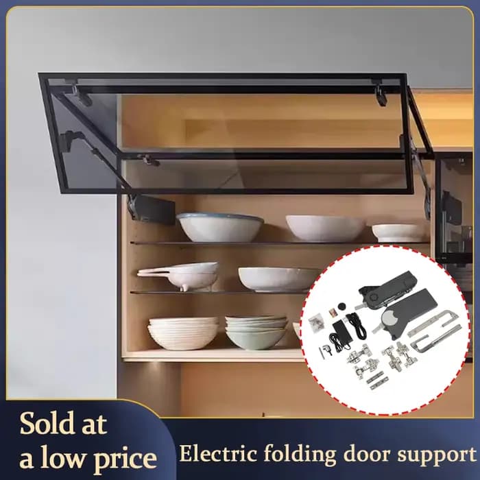 Support de porte pliante pour armoire de cuisine électrique, avec amortisseur de fermeture et système de blocage libre, accessoires de quincaillerie pour porte d'armoire.