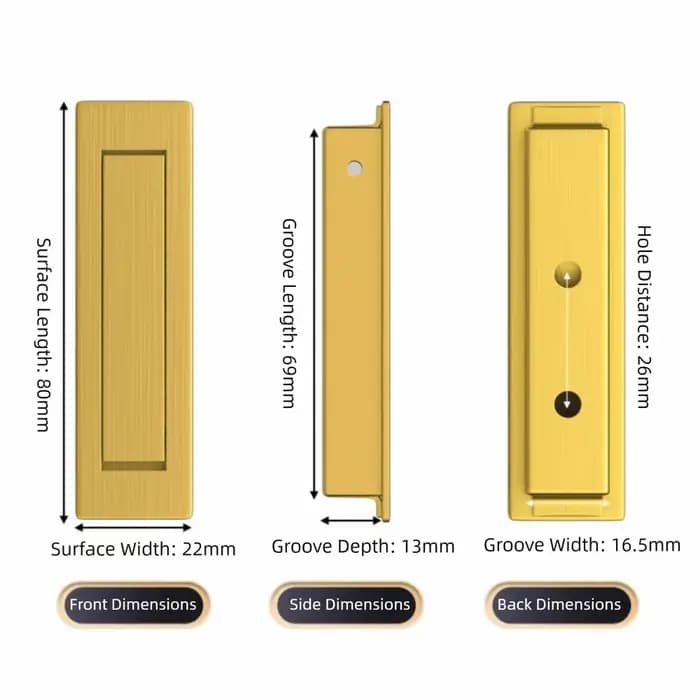Poignée de porte d'armoire en acier inoxydable, poignées invisibles durables, poignées encastrées ca