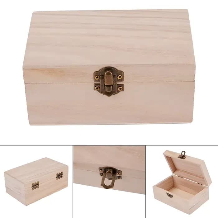 Boîtes de rangement carrées à charnière en bois uni Scotch couleur bûche
