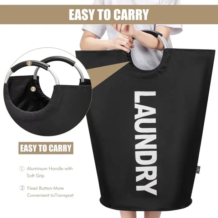 Panier à linge extra-large imperméable avec poignée rembourrée - Pliable