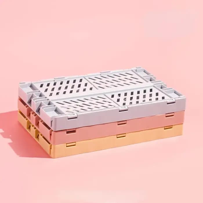 Caisse de rangement pliable en plastique, panier pliable, empilable, mignon, maquillage, bijoux, jou