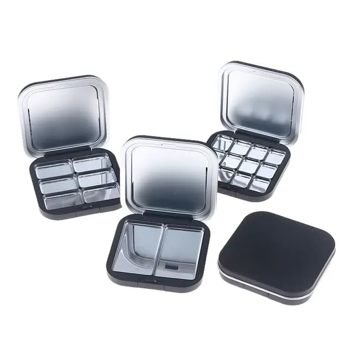Palette de maquillage carrée vide à aspiration magnétique avec miroir