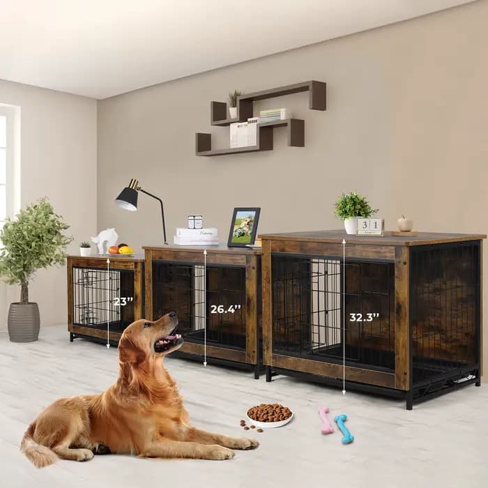 AOOU-Table d'appoint moderne en bois pour chien avec doubles portes, chenil pour chien, meubles de c