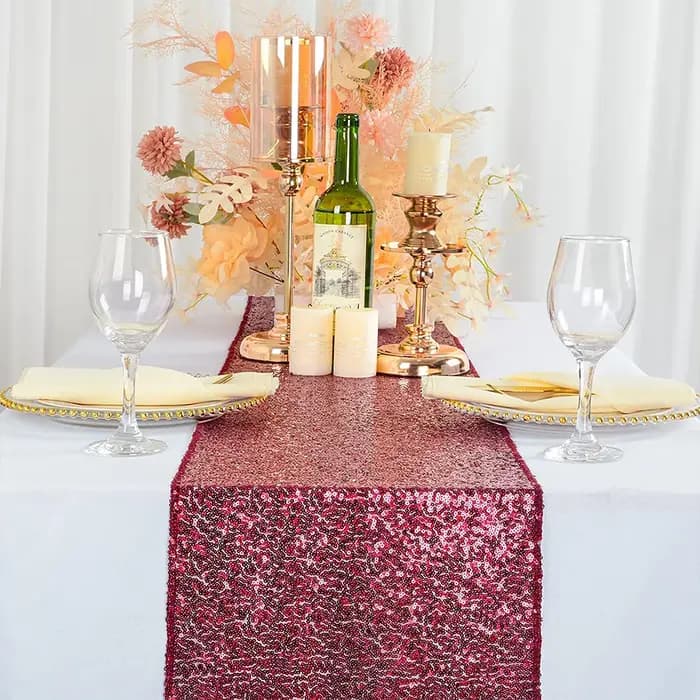 Chemin de table à sequins 180x30 cm / 12x72 pouces pour mariage