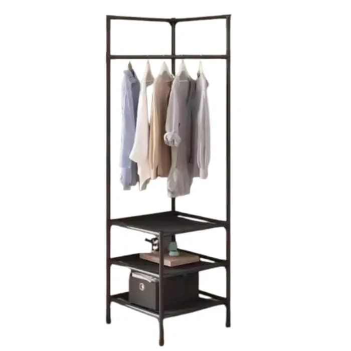 Porte-vêtements d'angle industriel avec roulettes noires