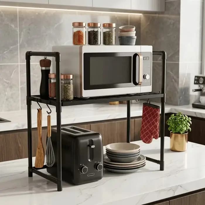 Le support de rangement multifonctionnel monocouche pour four à micro-ondes est simple et élégant