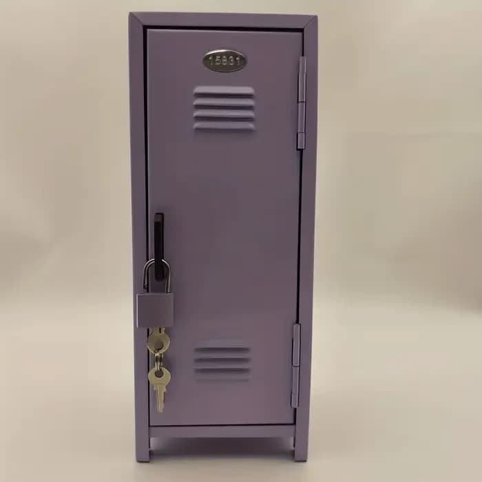 Armoire de rangement en métal Kawaii, avec serrure à clé, Mini organisateur de bureau sûr, rose, vio
