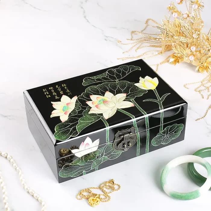 Boîte à bijoux vintage en bois avec miroir – Design rustique pour bracelets et montres