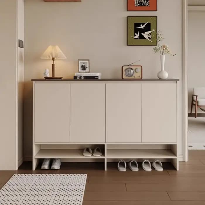 Étagère à chaussures verticale blanche Vintage européenne Ultra mince armoire