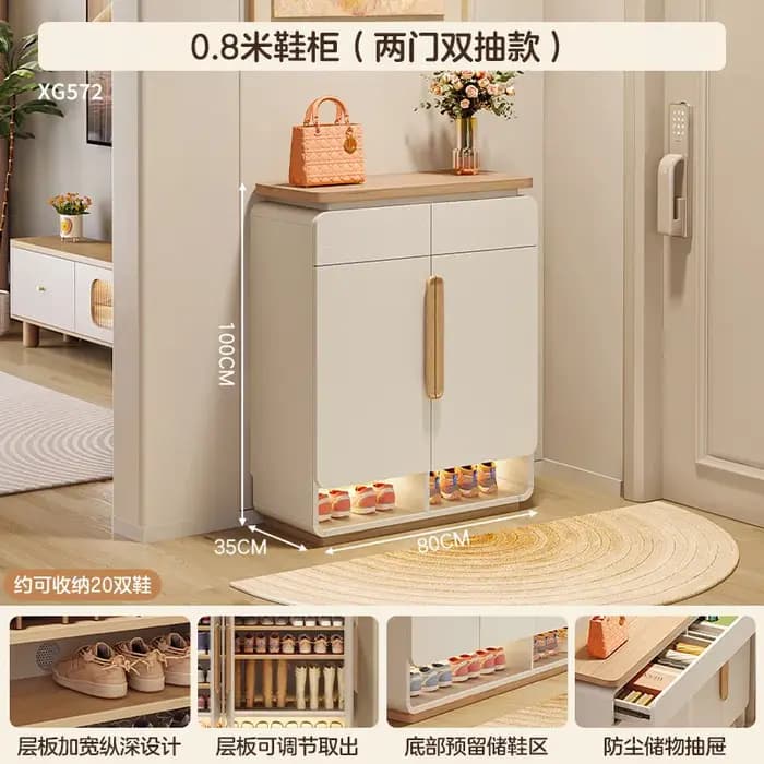 Meuble à chaussures vertical moderne de luxe pour pantoufles, avec tiroirs et étagères, organisateur