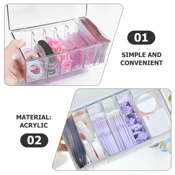 Boîte de rangement de cils avec couvercle