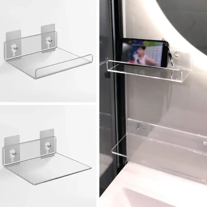 Étagère murale transparente pour salle de bain