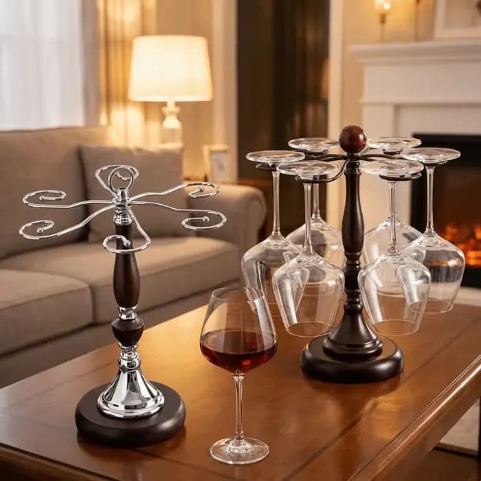 Porte-verres à vin en bois pour 6 bouteilles