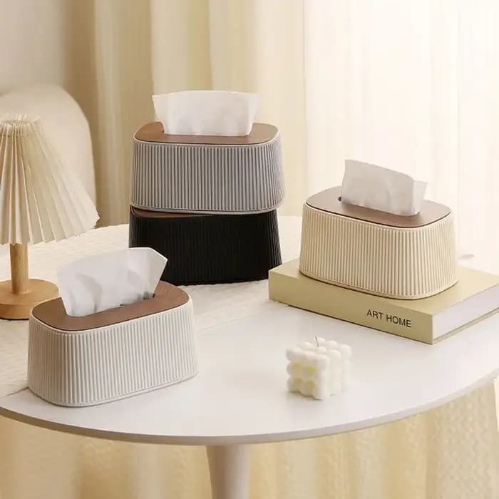 Boîte de rangement carrée à grande ouverture pour mouchoirs avec couvercle