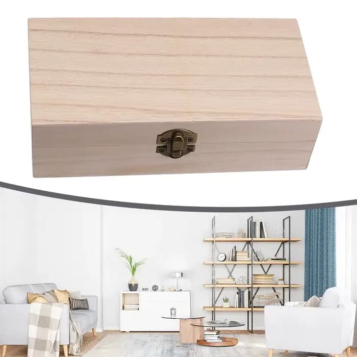 Boîte de rangement rectangulaire en bois 20x10x6cm