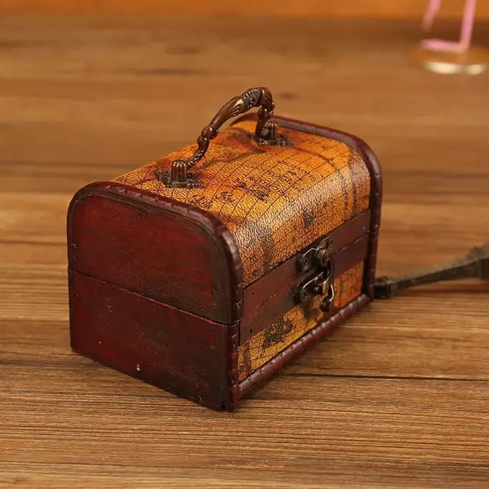 Boîte de rangement pour bijoux Yuan Datou en bois antique rétro avec cristal et pierre verte - Meilleure vente