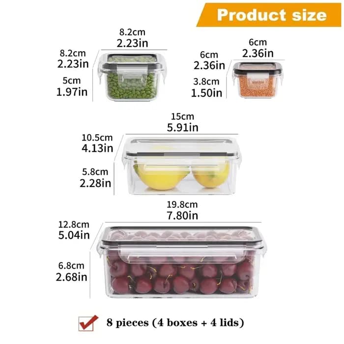 8 boîtes de conservation alimentaire hermétiques