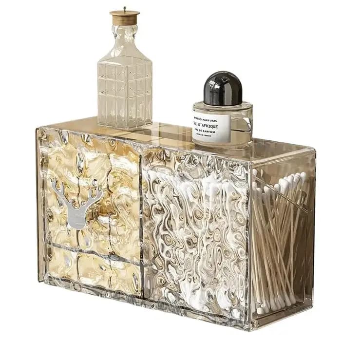 Organisateur de maquillage multifonctionnel avec motifs glacier : parfait pour le rangement dans la salle de bain sans trous de perçage